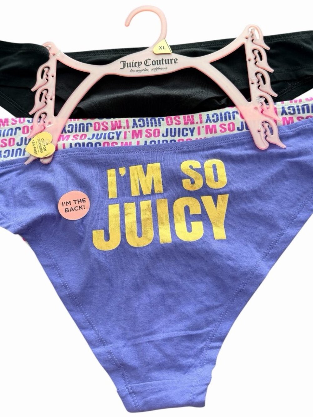 Juicy Couture 3 Pack Panties Womens XL Cotton Blend Tag Free I'm So Juicy